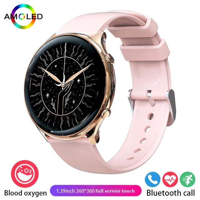 New women's Bluetooth call smartwatch 1.39inch full screen touch heart rate and body temperature monitoring for Huawei Xiaomi