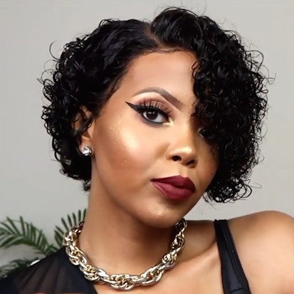 New AFFORDABLE CURLY BOB LACE FRONT BASIC CAP WIG