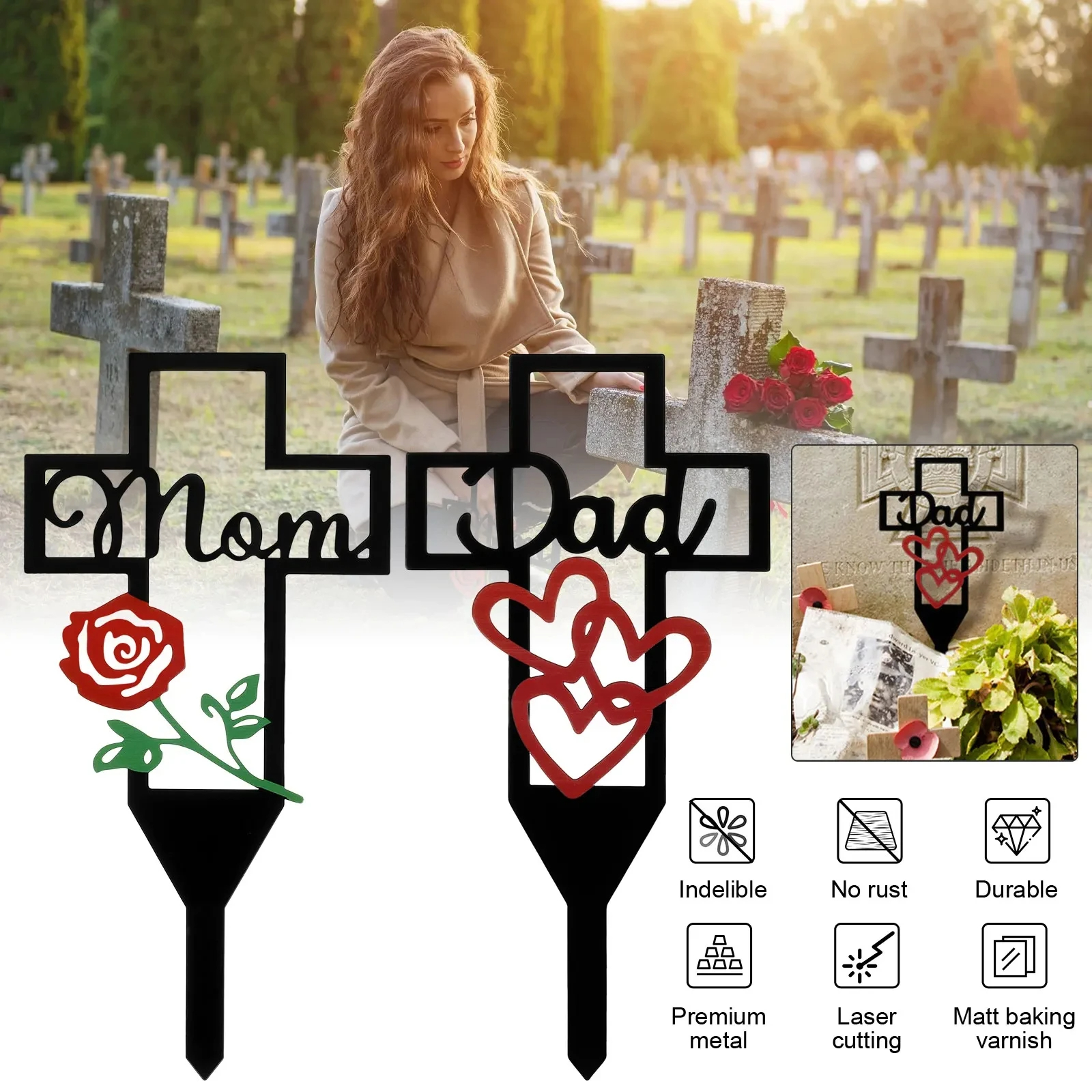 ✝️🙏Metal Cemetery Memorial Stake🔥Buy 2+ Get 10% OFF & FREE SHIPPING