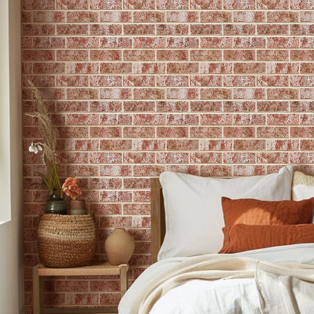 3D Whitewash Red Brick Peel and Stick Wall Tile