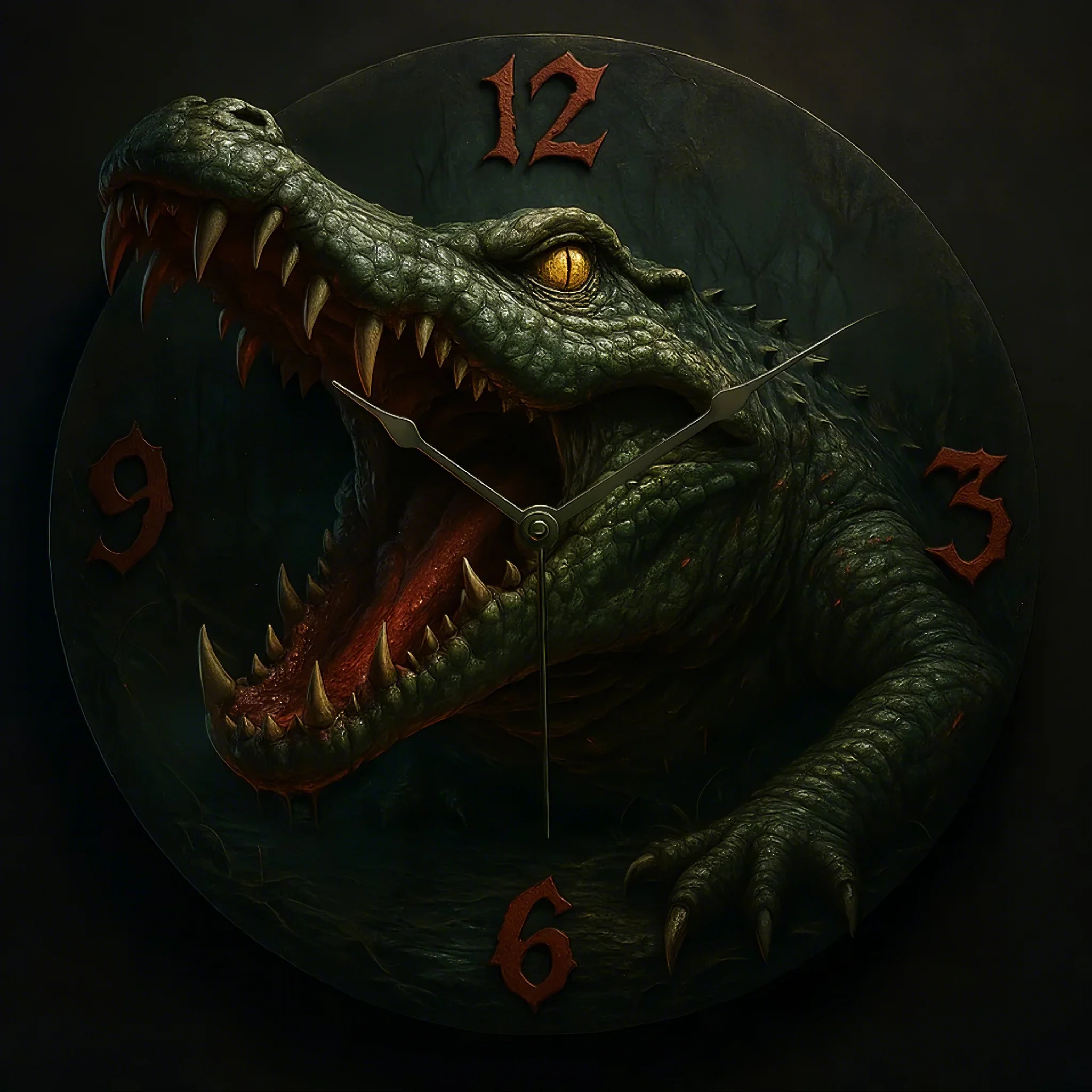 Alligator Clock Mural: Time with a Bite! 🐊🕒