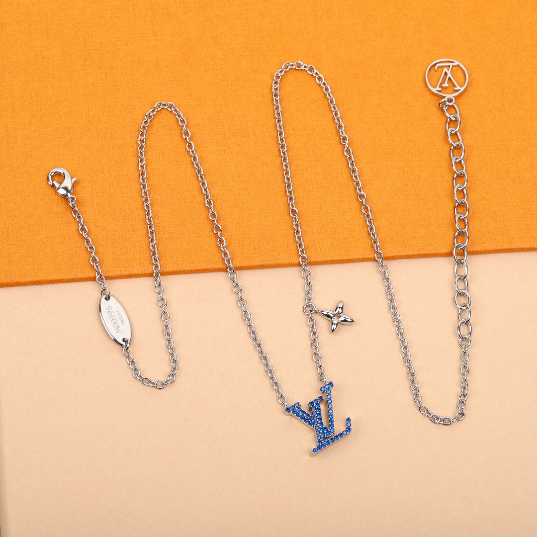 Louis Vuitton logo diamond necklace