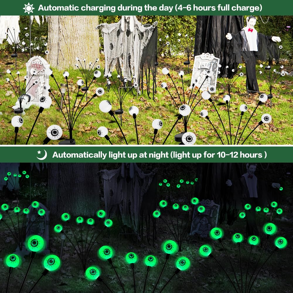 💥ON SALE💥6 LED Green Solar Scary Swaying Eyeball Firefly Lights Waterproof ✨