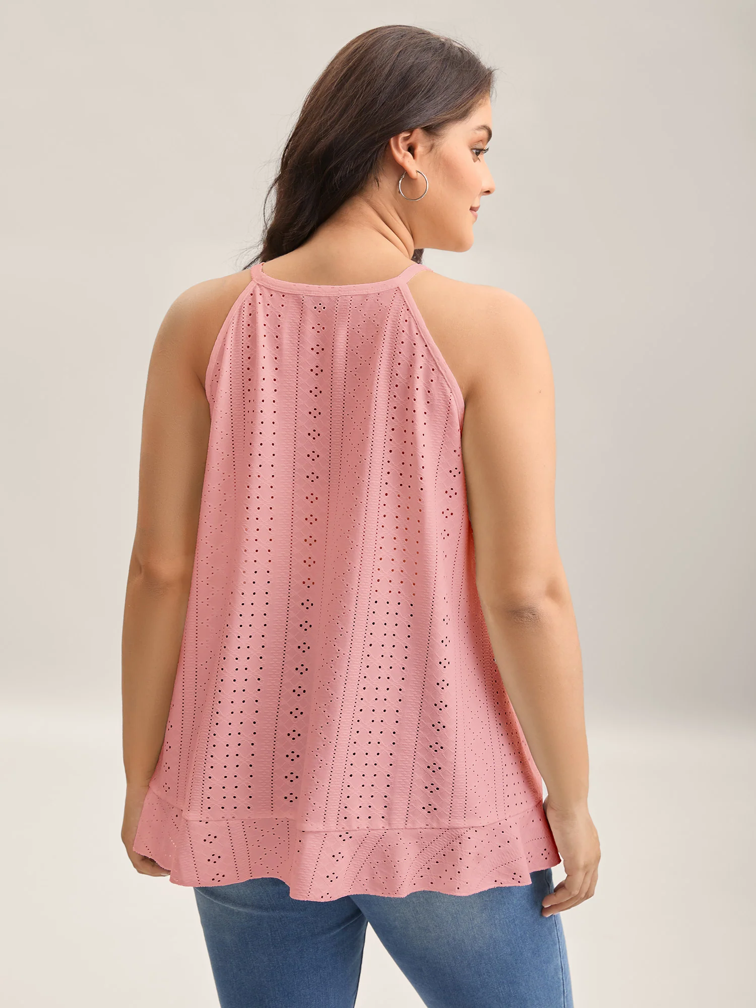 Textured Knit Overlap Hem Tank Top
