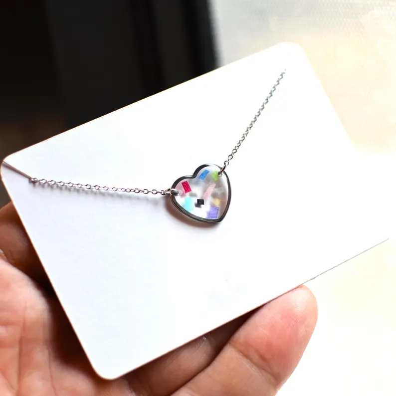 necklace with real confetti collected at Taylor Swift's Eras tour