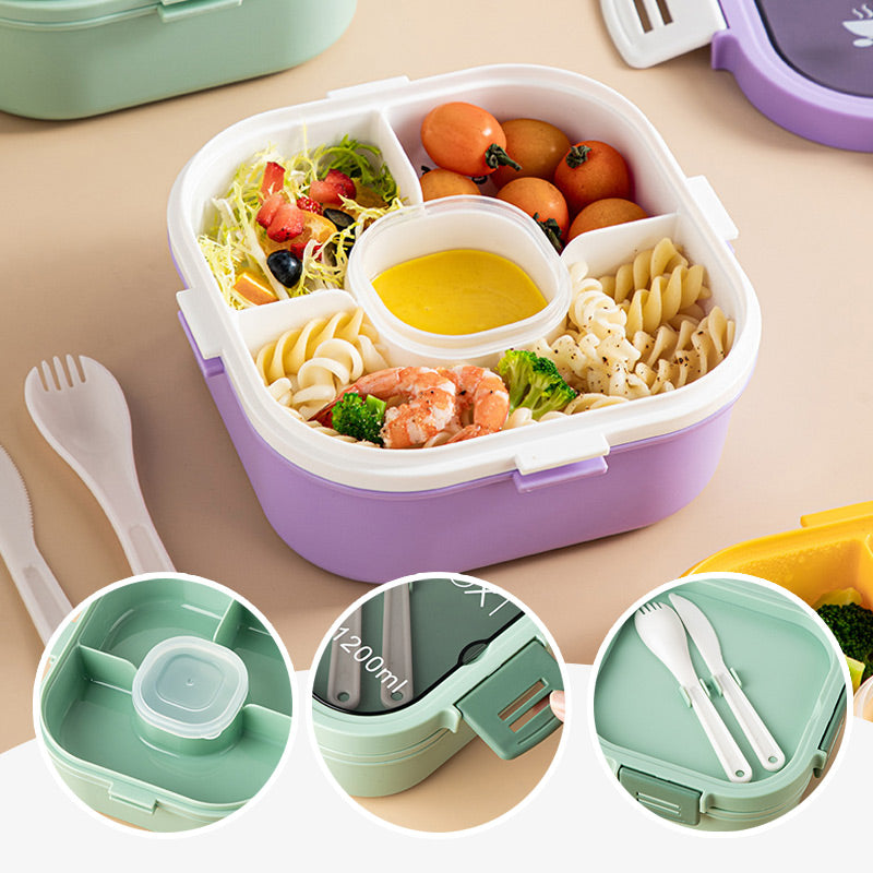 1200ml/1700ml Lunch Box with Spoon & Fork - Microwave Safe