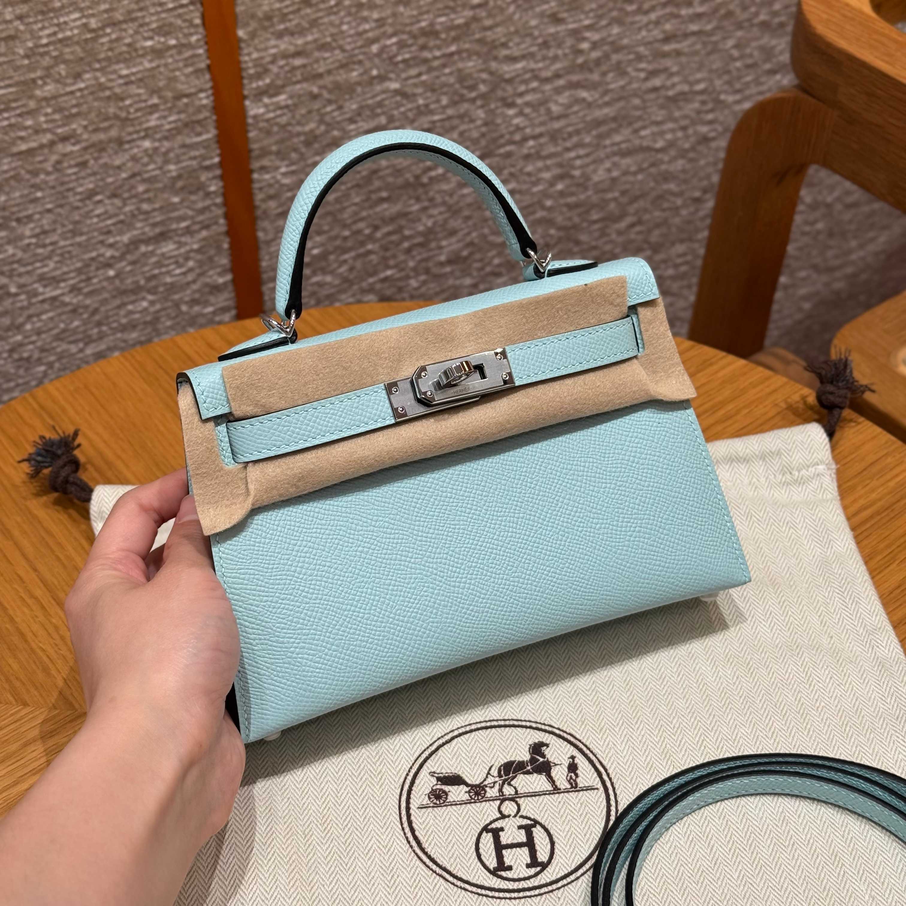 Hermes mini kelly U2Blue zephyr handbag (handmade to order)