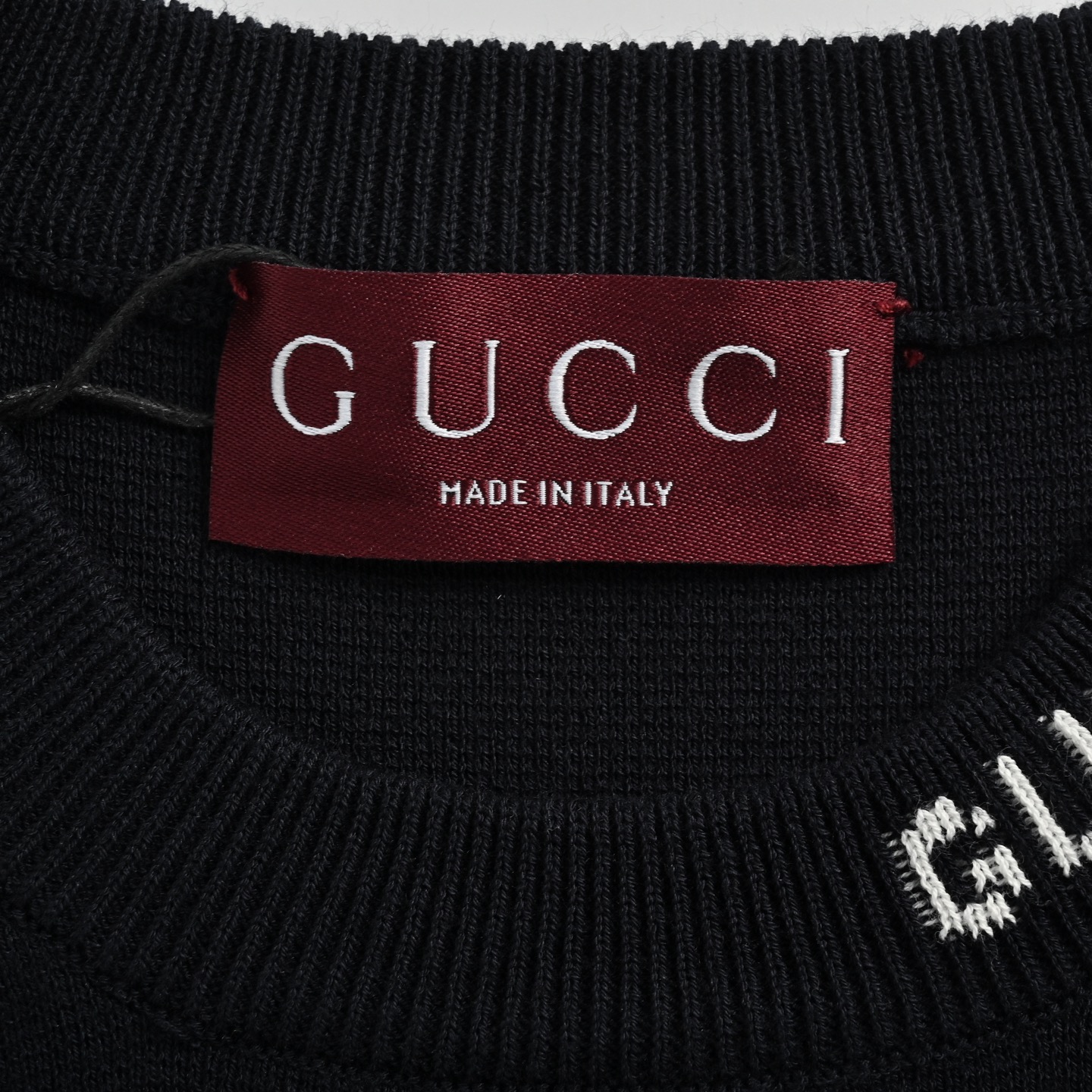 Gucci 25ss collar intarsia lettering knitted short sleeves