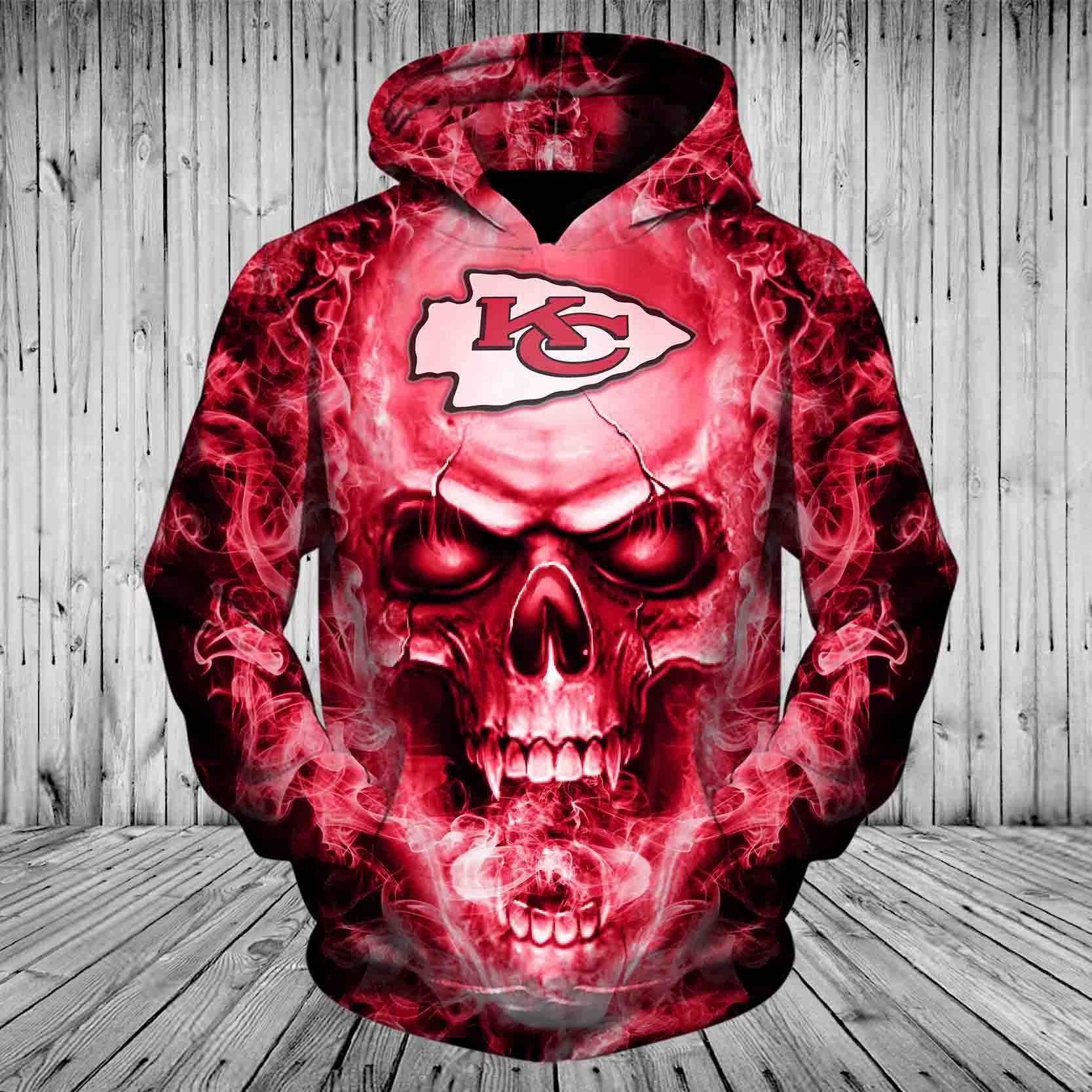CHIEFS HOODIE 3D SKULL 81