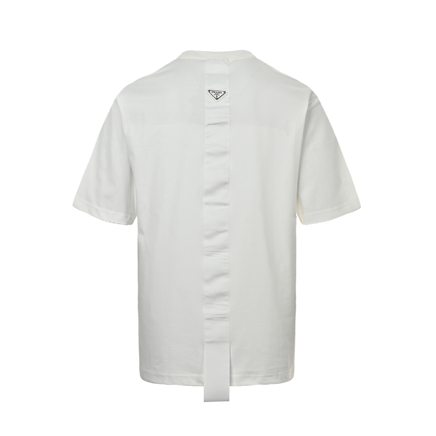 Prada 25ss short-sleeved shirt with triangle logo on the back