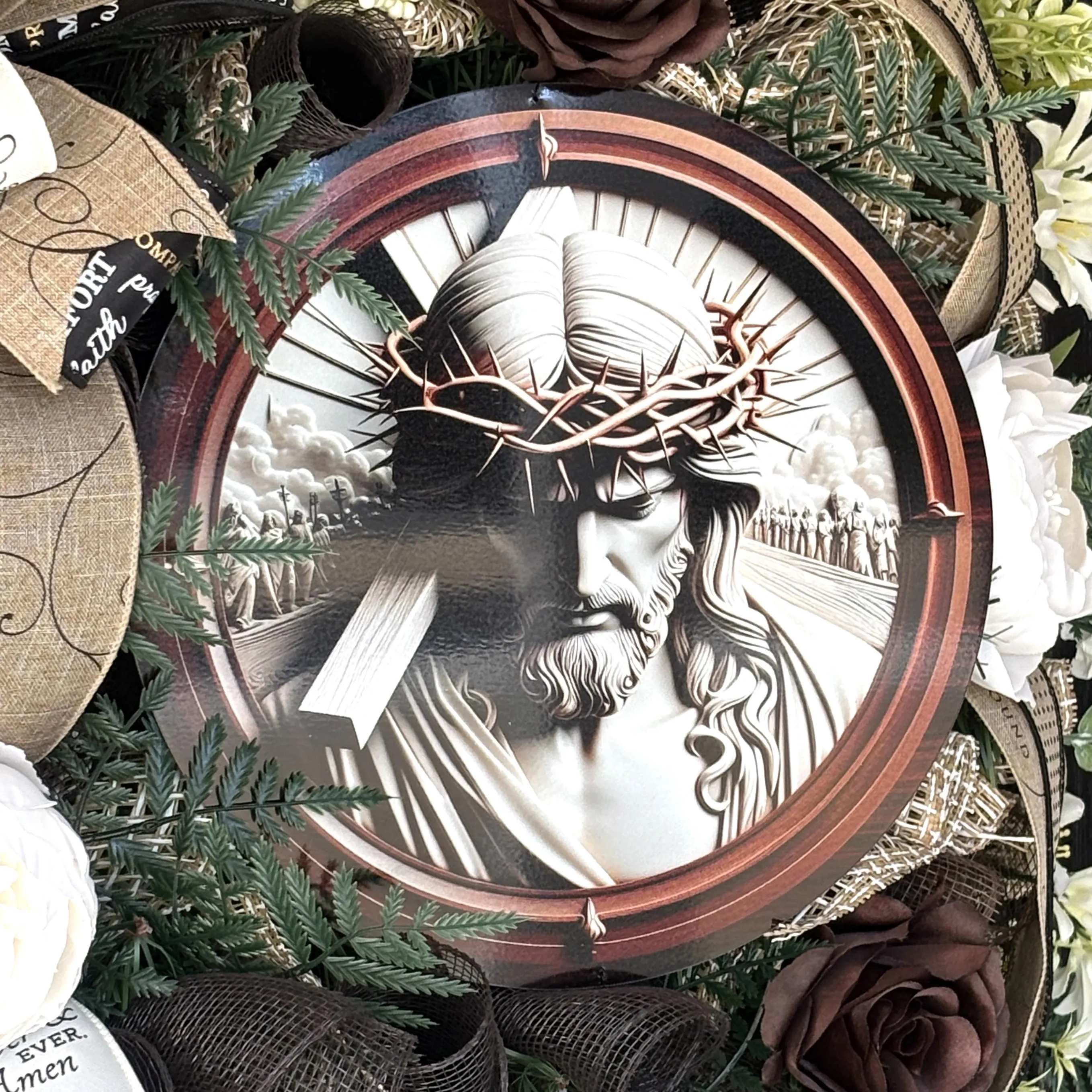 Our Father Who Art in Heaven Wreath, Easter Wreath, Amazing Grace Decor, He is Risen