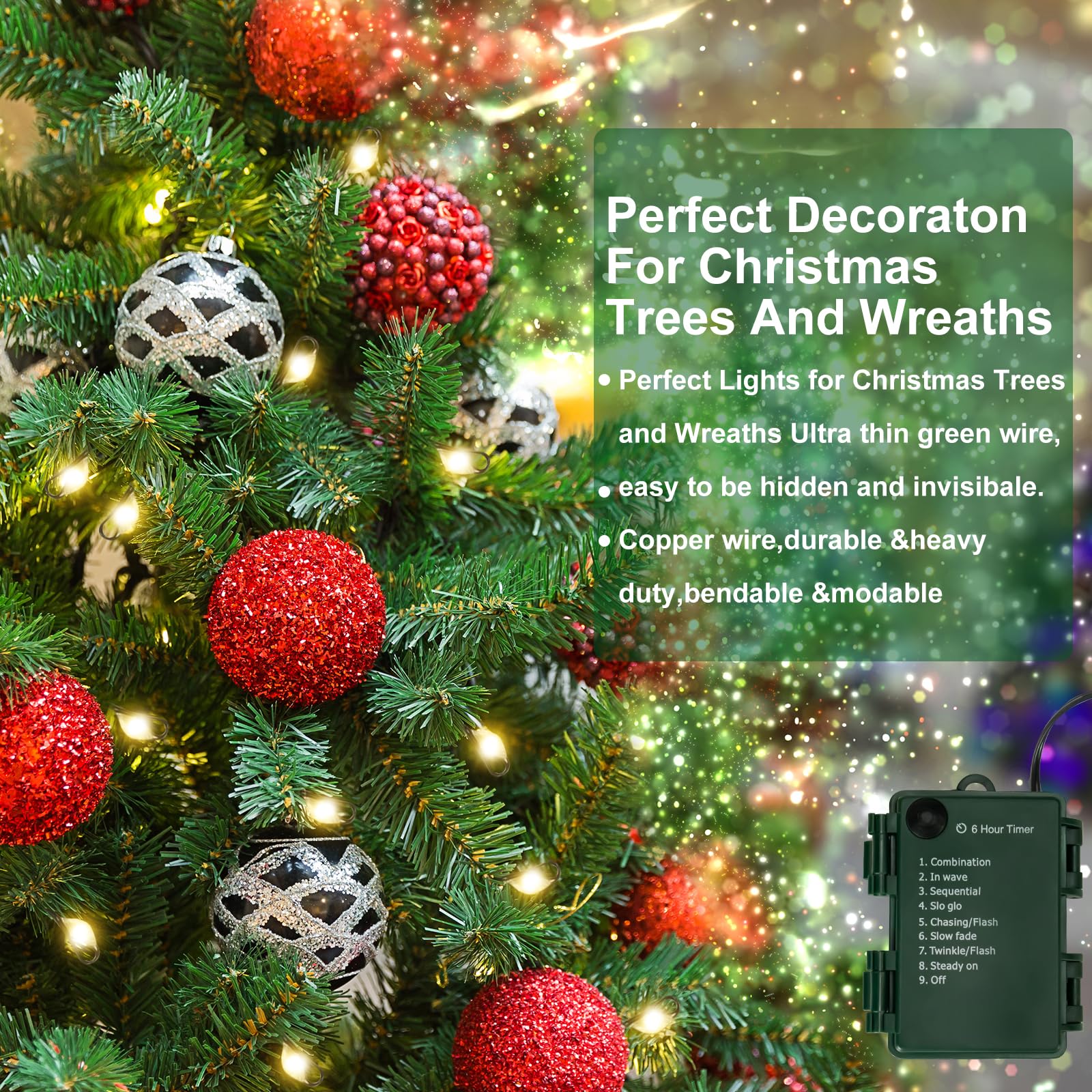 💥ON SALE💥10FT 100 Micro LED Fairy Lights with Remote, 8 Modes & Timer🎄✨