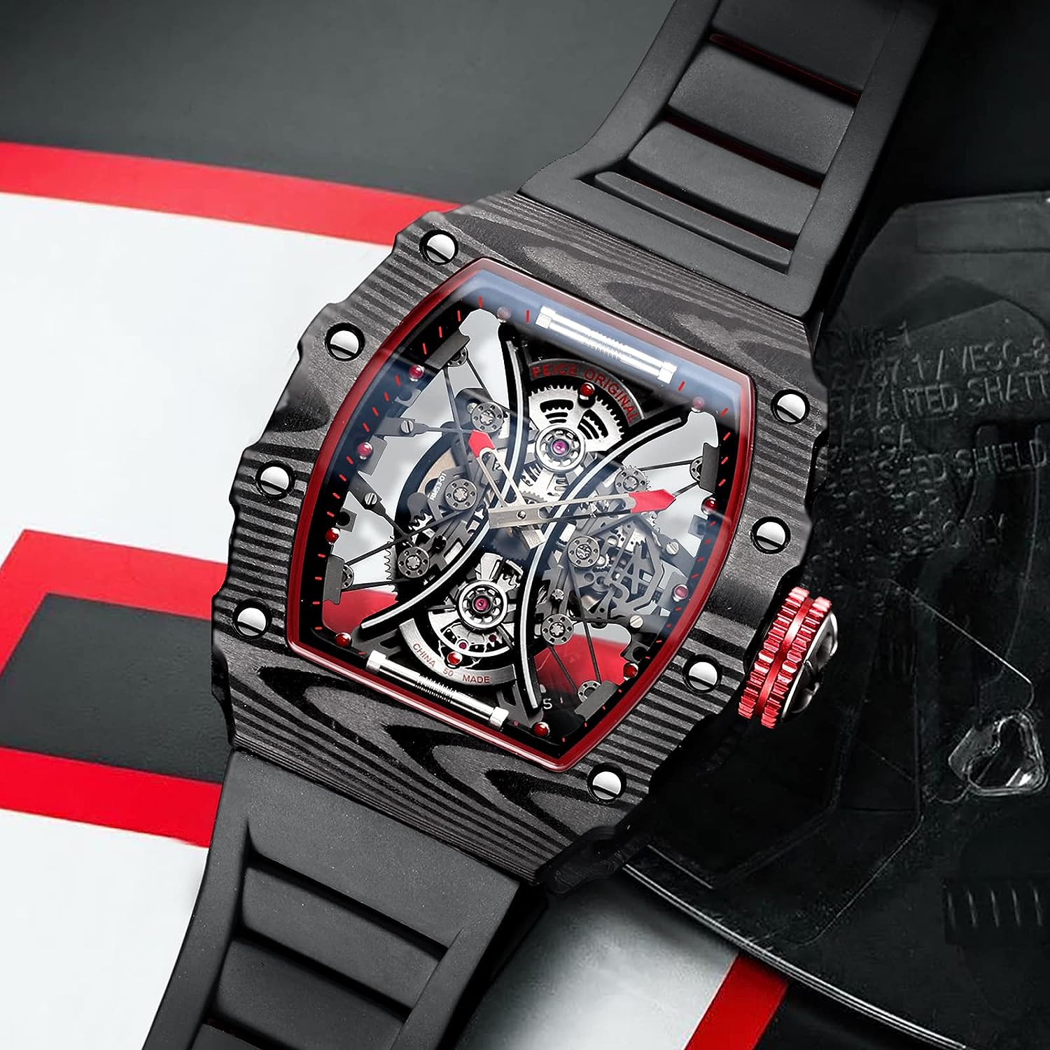 FM602 Automatic Watches Luxury Sapphire Mirror Skeleton Mechanical Wat