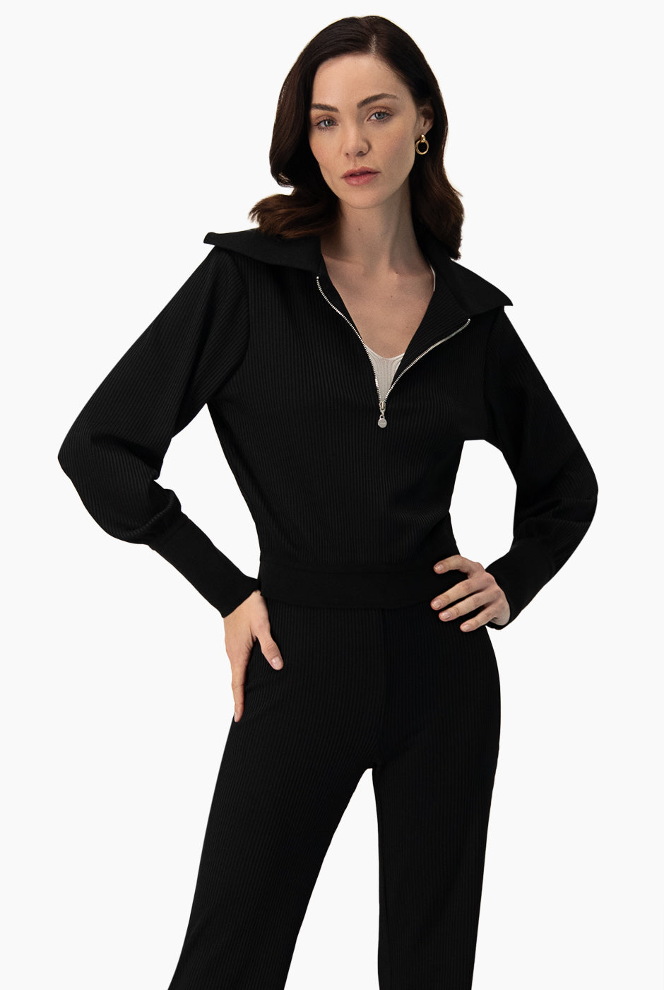Blusa de cuello y manga con puños