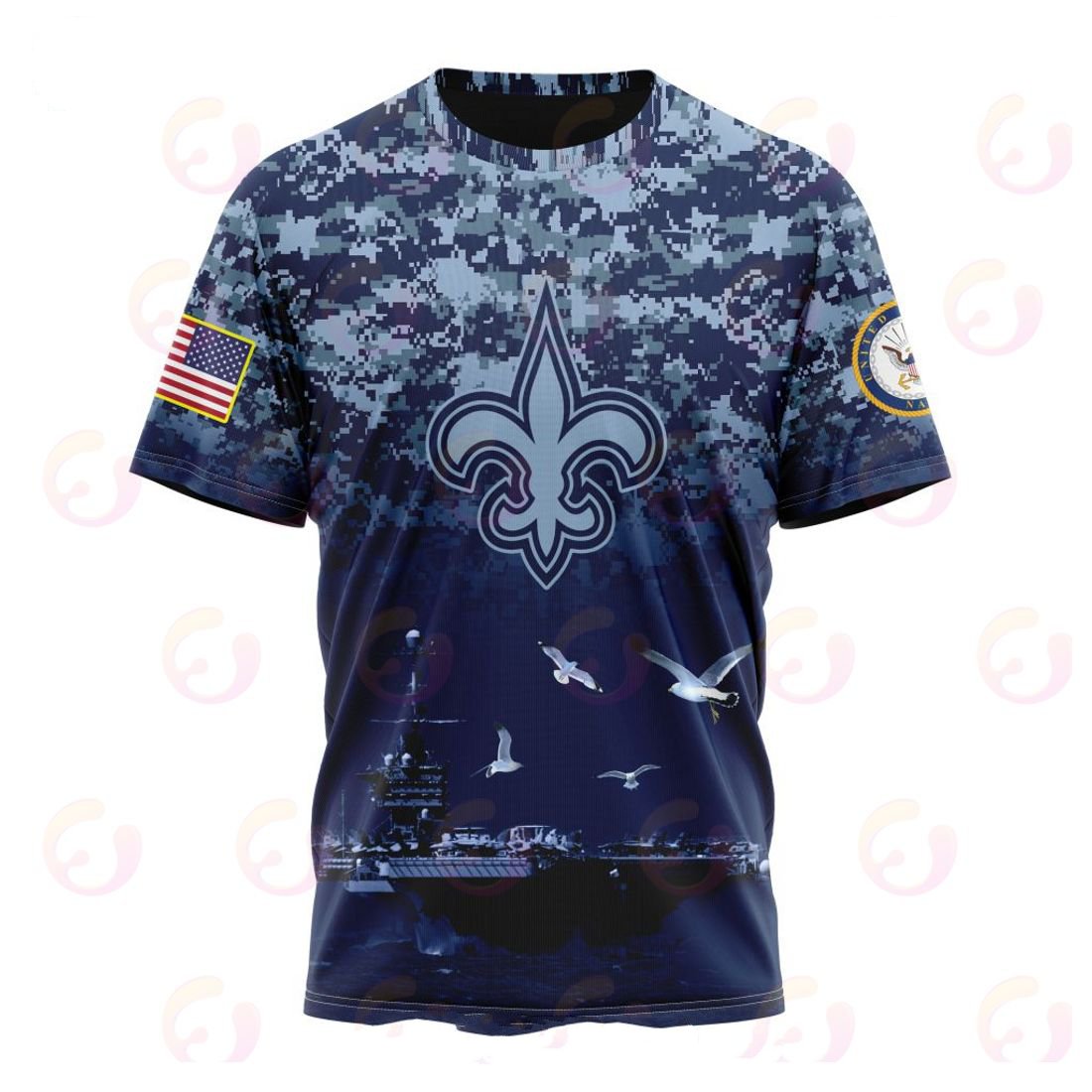 NEW ORLEANS SAINTS 3D HOODIE HONOR US NAVY VETERANS