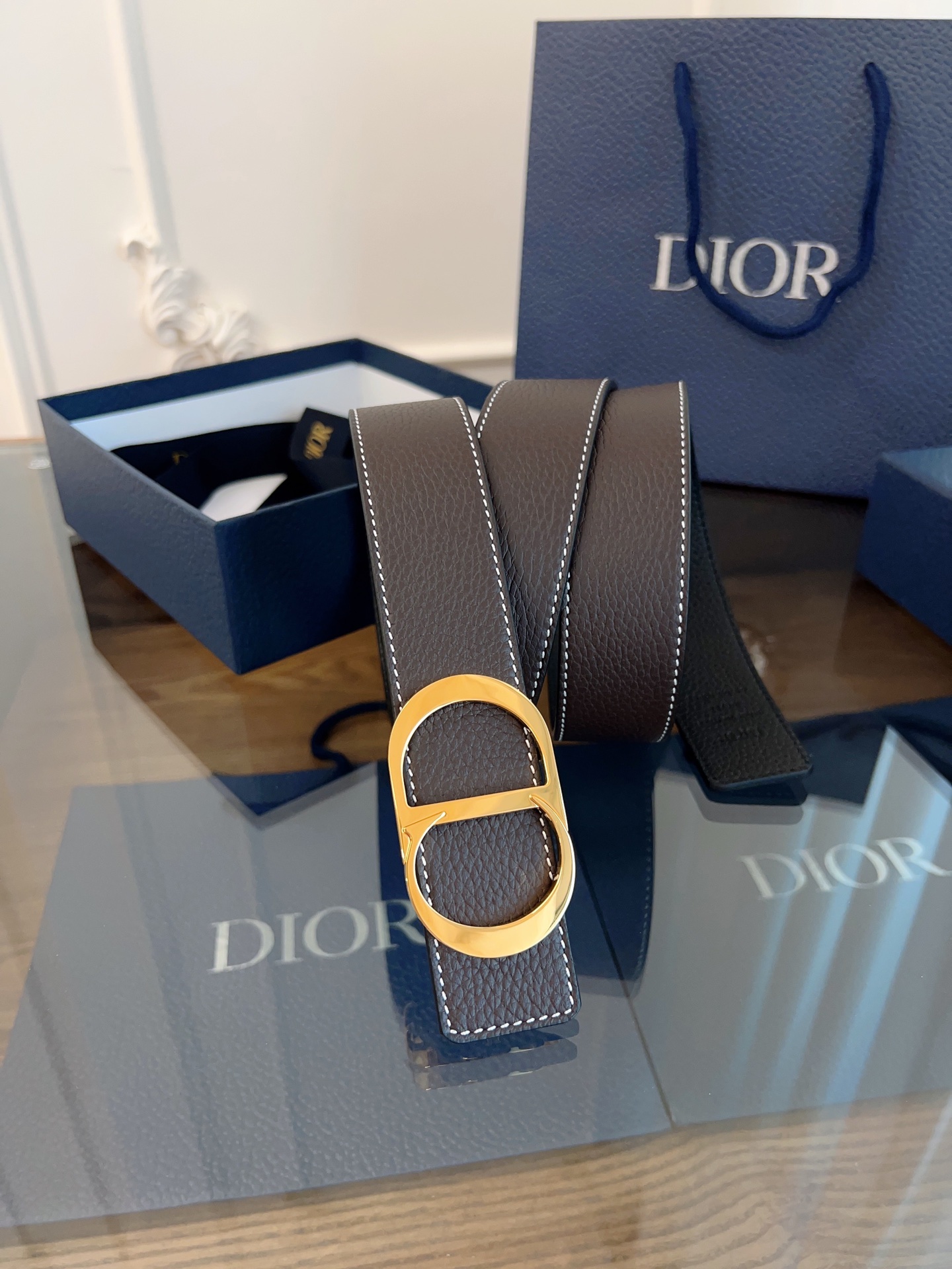 Dior double-sided leather belt 3.5CM wide