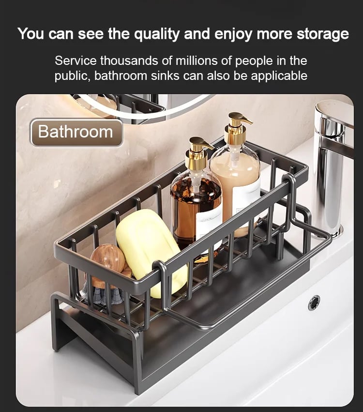 🌟 Say Goodbye to Clutter✨ Stainless Steel Kitchen Sink Storage Rack – For a Neat, Organized Kitchen! 🌟