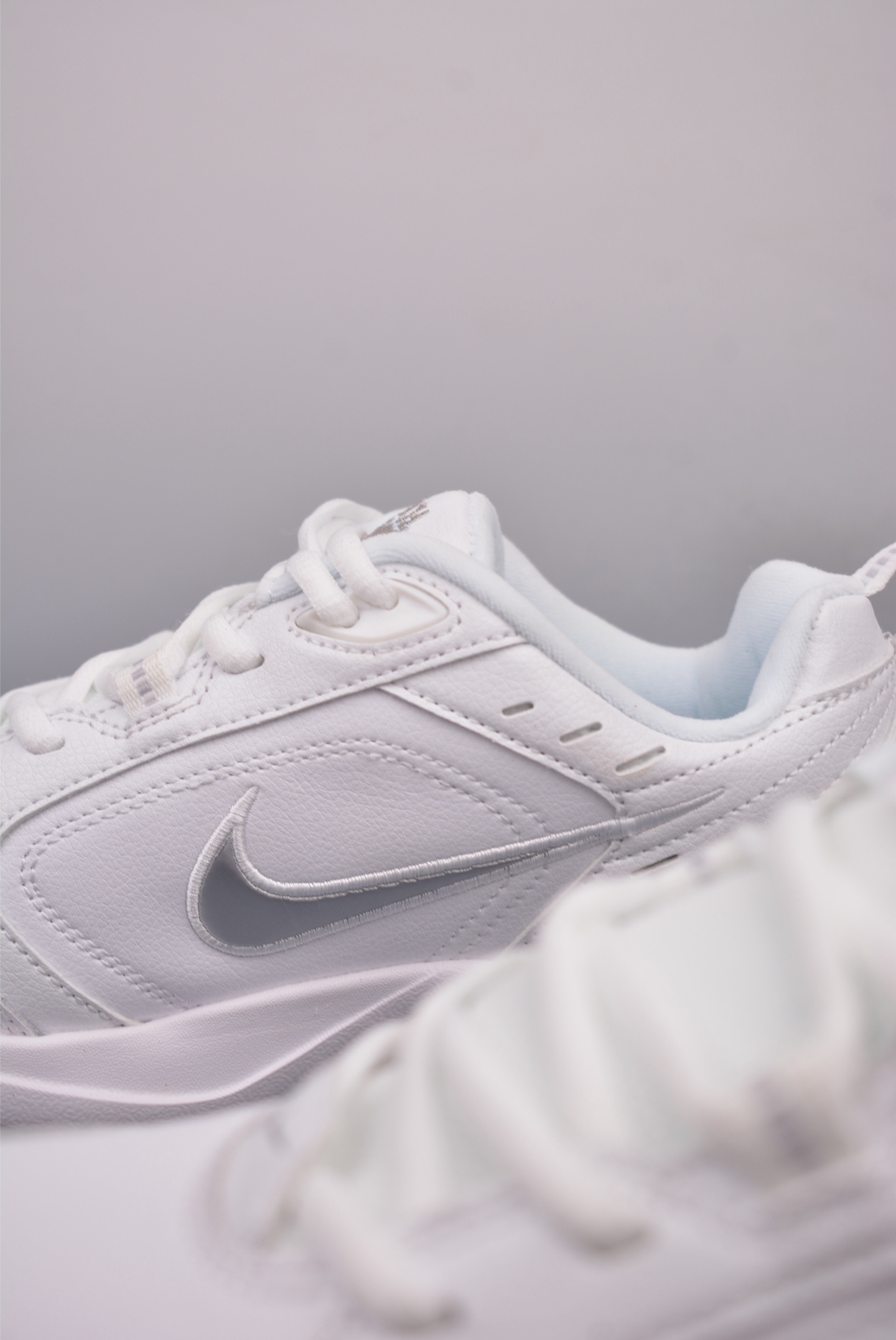 Nike Air Monarch IV Leather White Silver Gray Orange Ice Blue AV6676-100