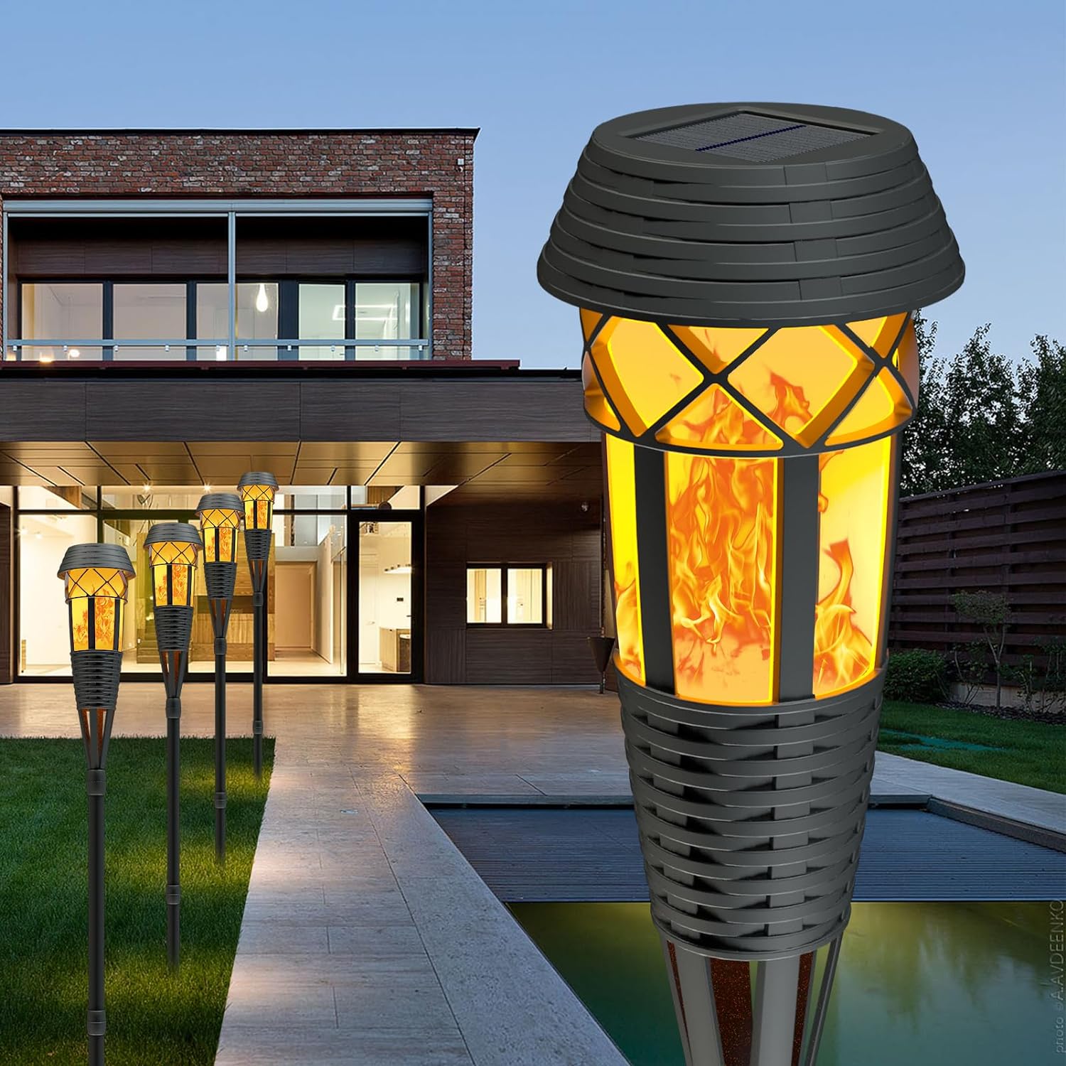 🔥ON SALE🔥Waterproof Solar Torch Lights with Flickering Flame
