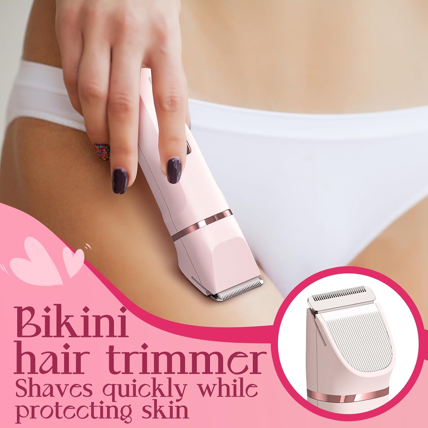 IPX7 Waterproof Bikini Trimmer for Women - Painless Electric Razors for Silk Skin