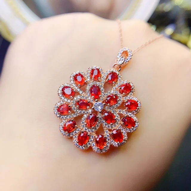 Ruby Necklace Women's Silver 925 Simple atmospheric jewelry Free shipping Women's Pendant gem Gift necklace Pendant
