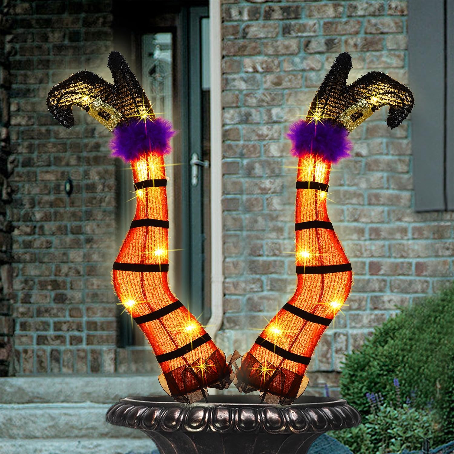 Halloween Lighted Wicked Witch Legs with Stakes - Height- 22