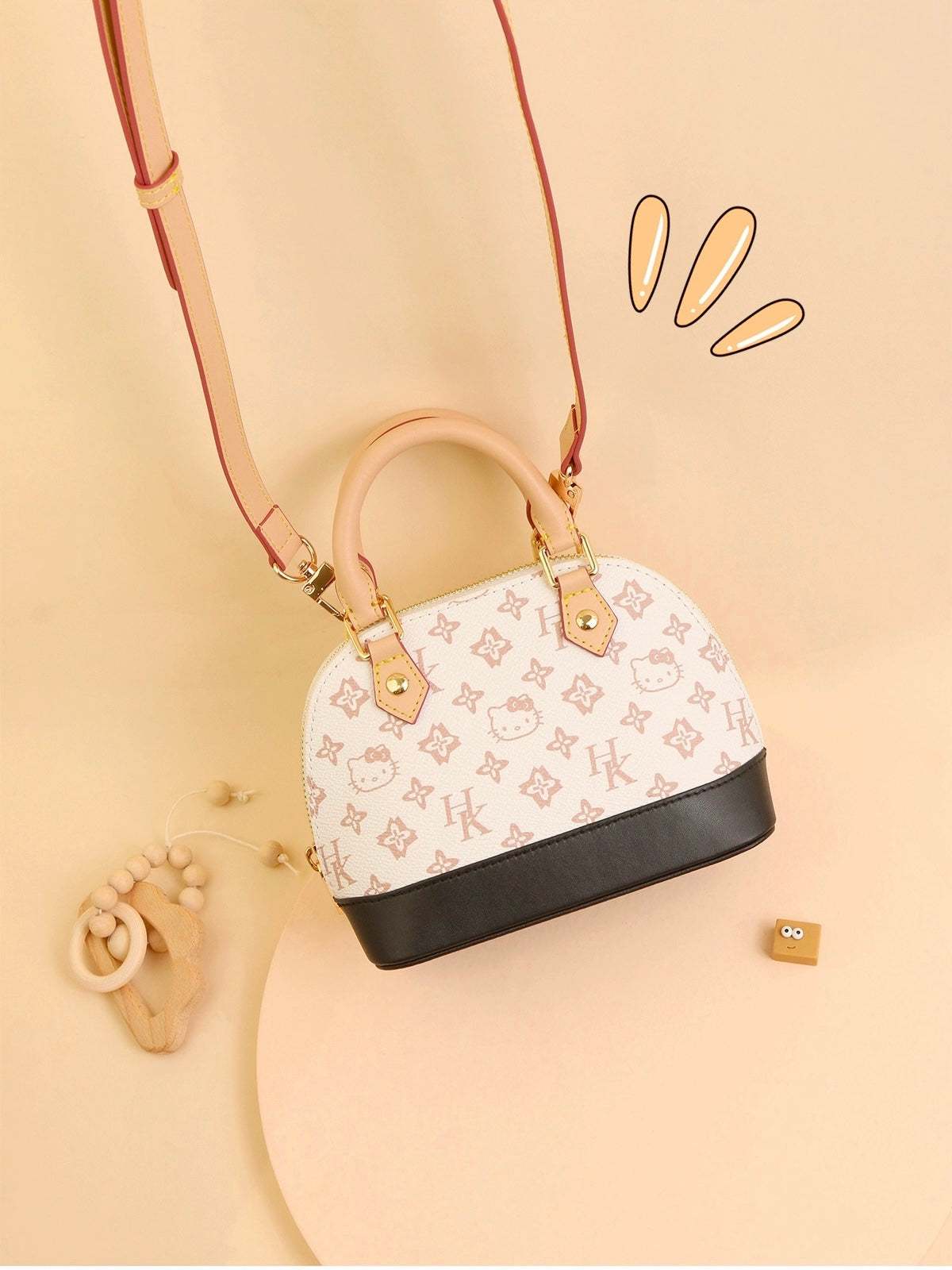 Hellokitty Handmade Small Crossbody Bags for Women Classic Double Zip Top Handle Dome Satchel Bag Shoulder Purse