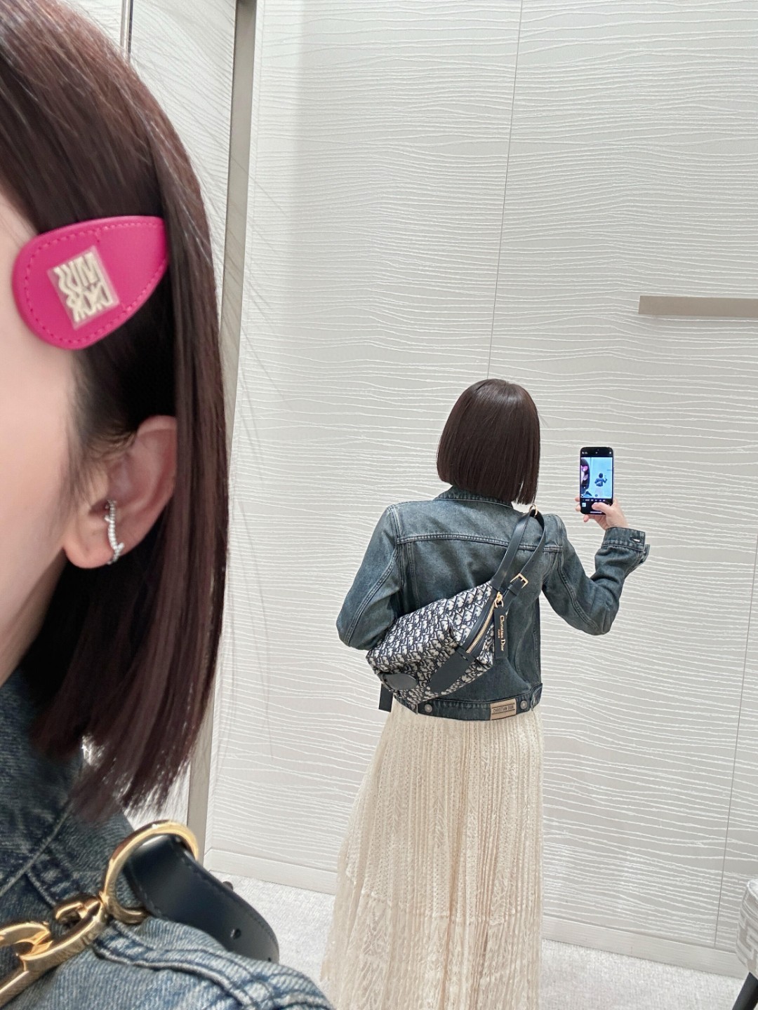 Dior calfskin hair clip