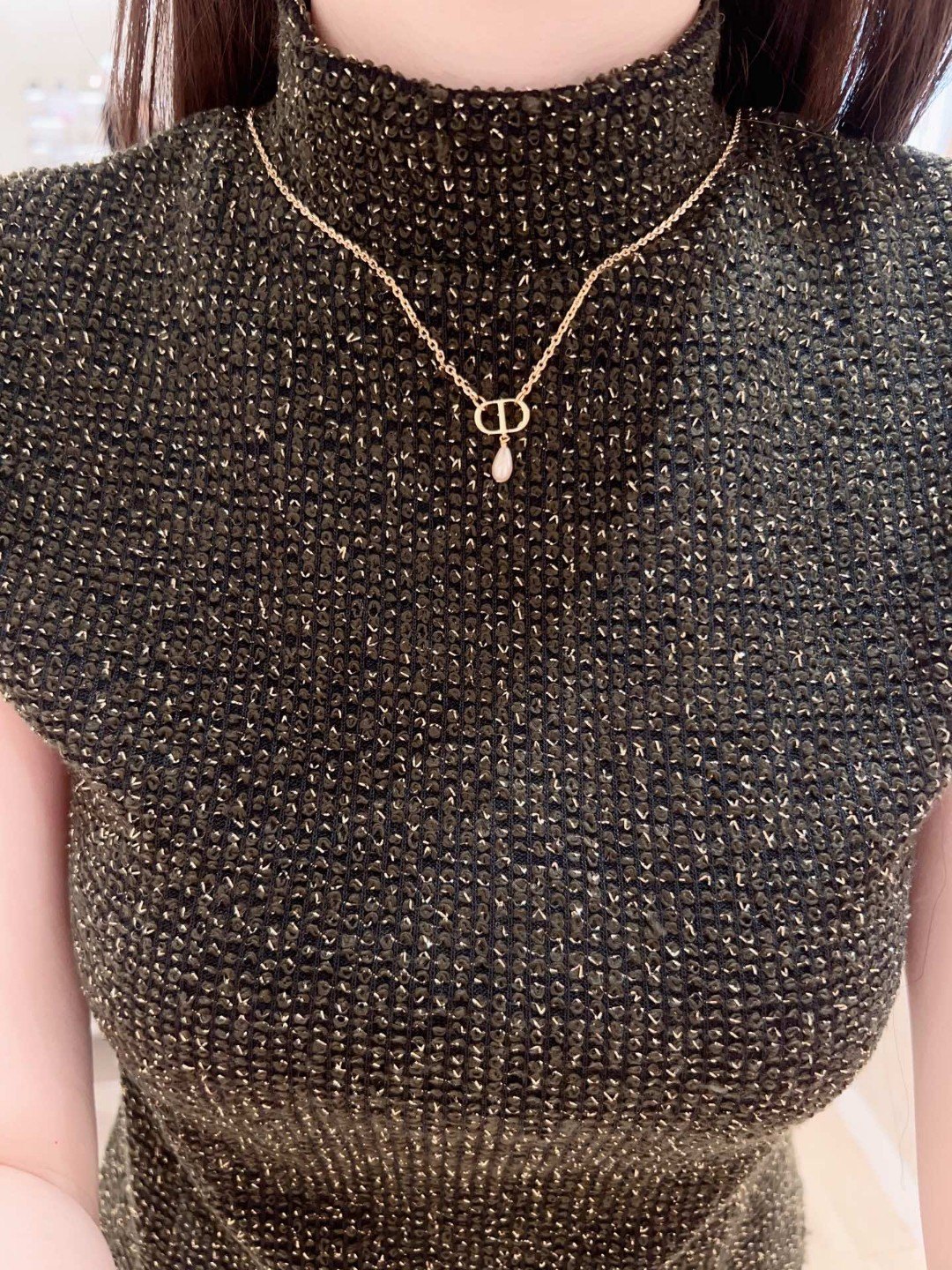 Dior CD letter pendant pearl necklace