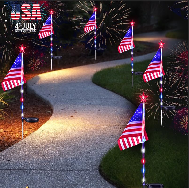🔥Last Day 50% OFF🔥3PCS/SET(Each Only $9.99)--🇺🇸 American Flag Solar Lights