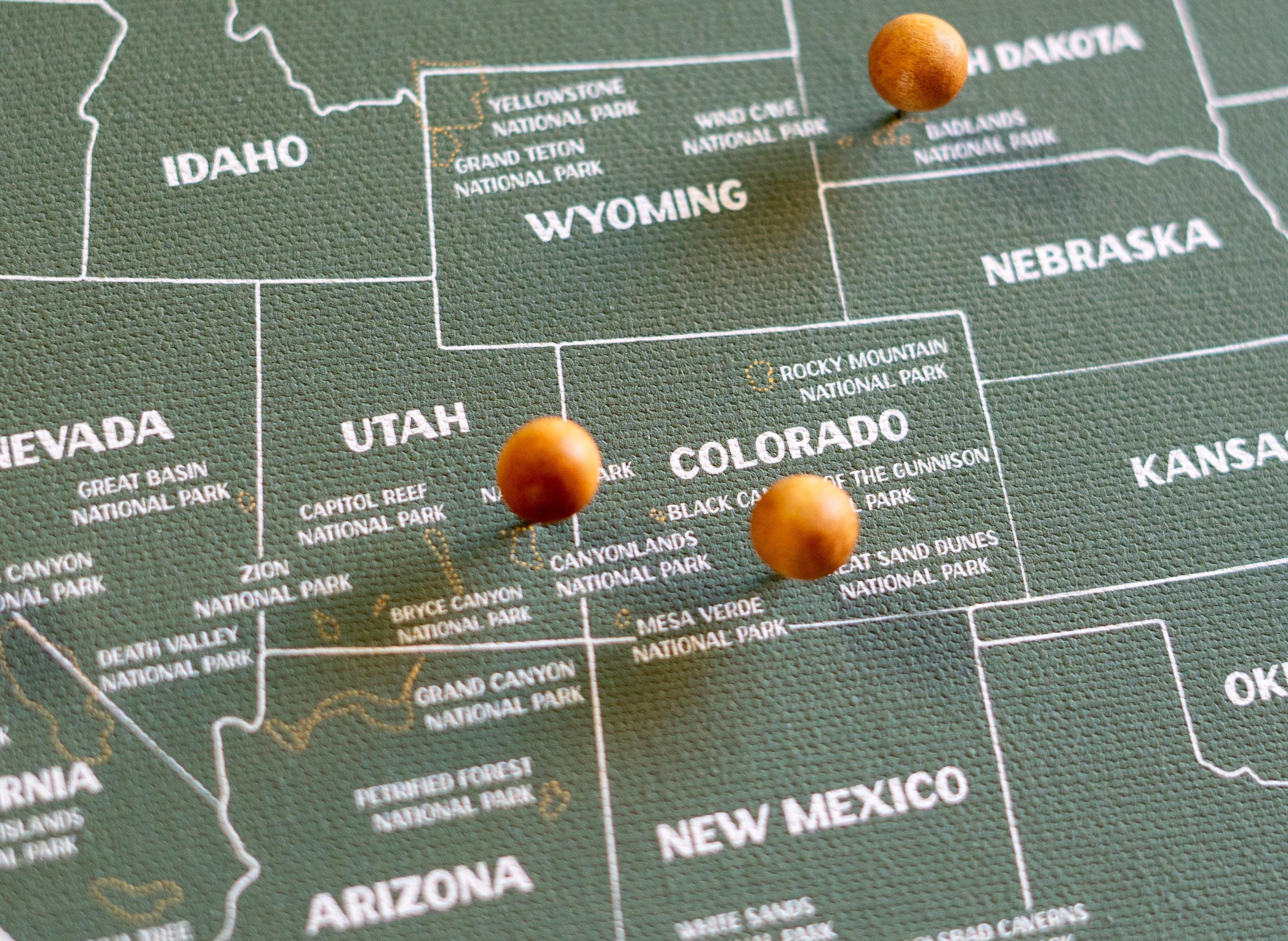 National Parks Push Pin Map – Personalized Adventure Map, Track Your National Park Travels ,11x14