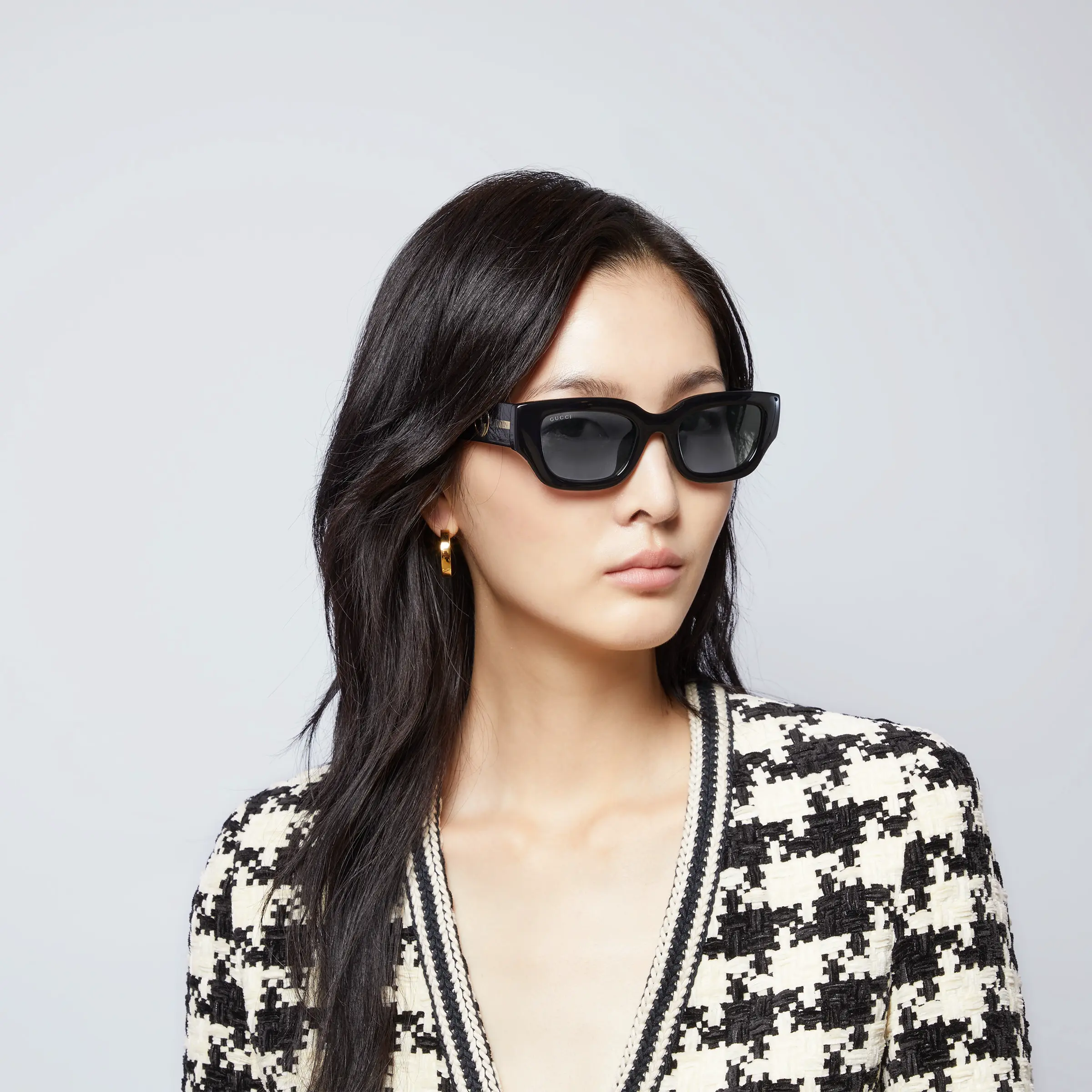 Gucci low bridge rectangular frame sunglasses
