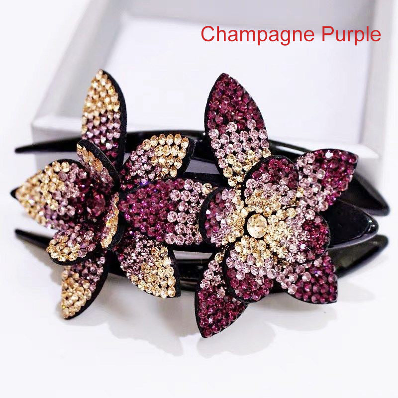 (🔥New Year Hot Sale-50% OFF) Rhinestone Double Flower Hair Clip