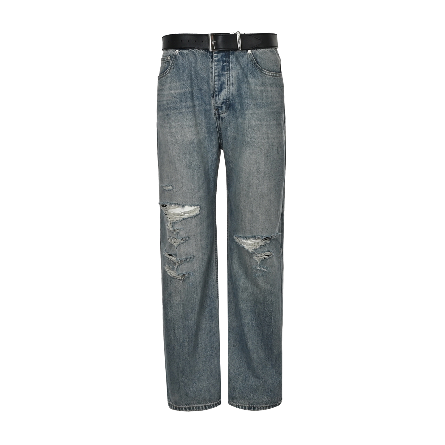 Balenciaga 25ss belt washed damaged jeans