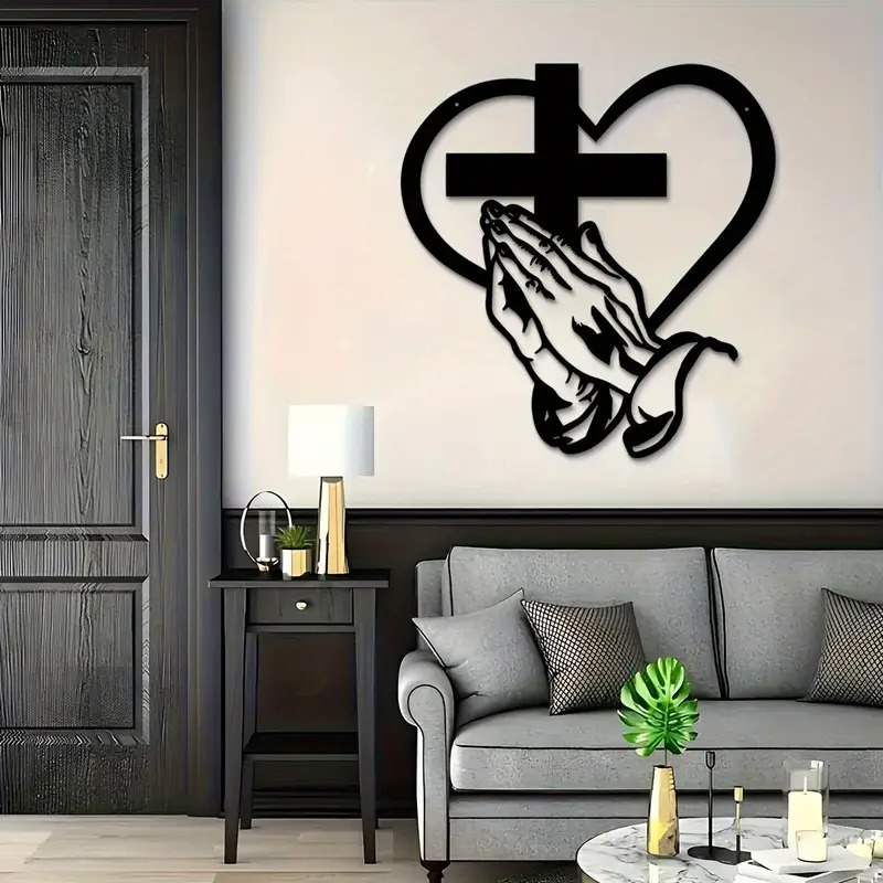 🎄Early Christmas Sale - 50% OFF🔥Christian Metal Wall Art – Heart & Cross with Prayer Hands