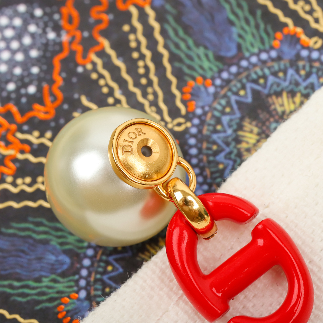 Dior Pearl Letter Earrings