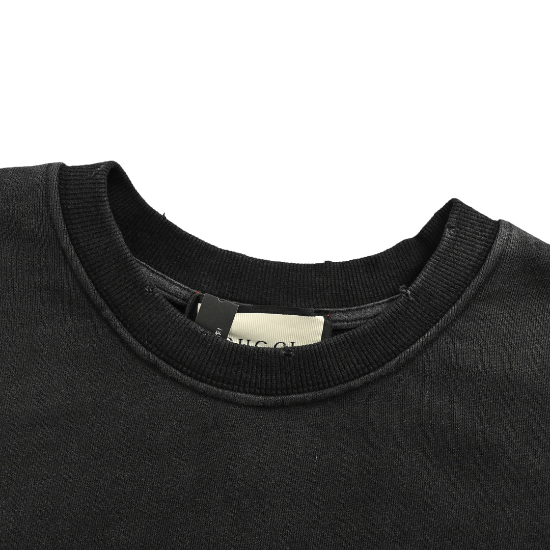 Gucci 24Fw Double G Hand-Painted Lettering Washed Crew Neck Sweatshirt