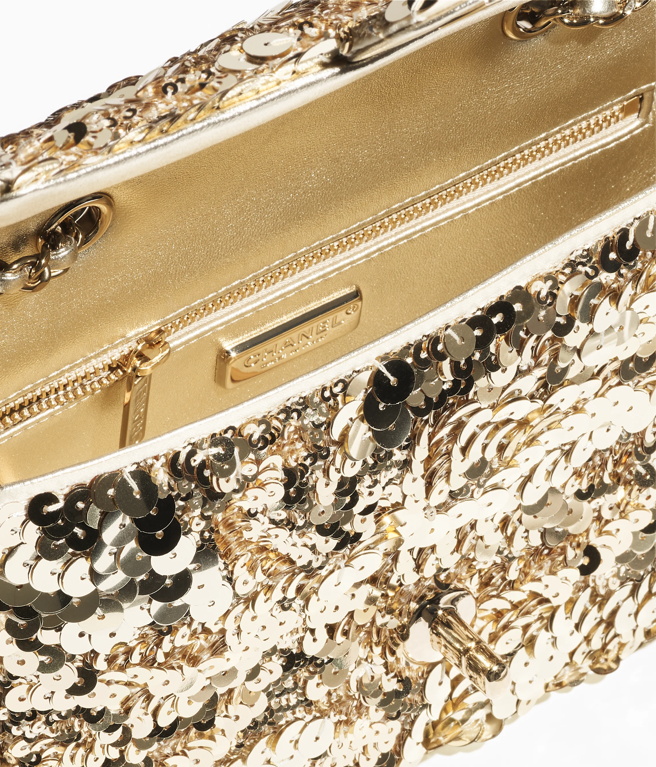 Chanel Flap Bag Sequins & Gold-Tone Metal Gold AS4561-B19174-NACYC