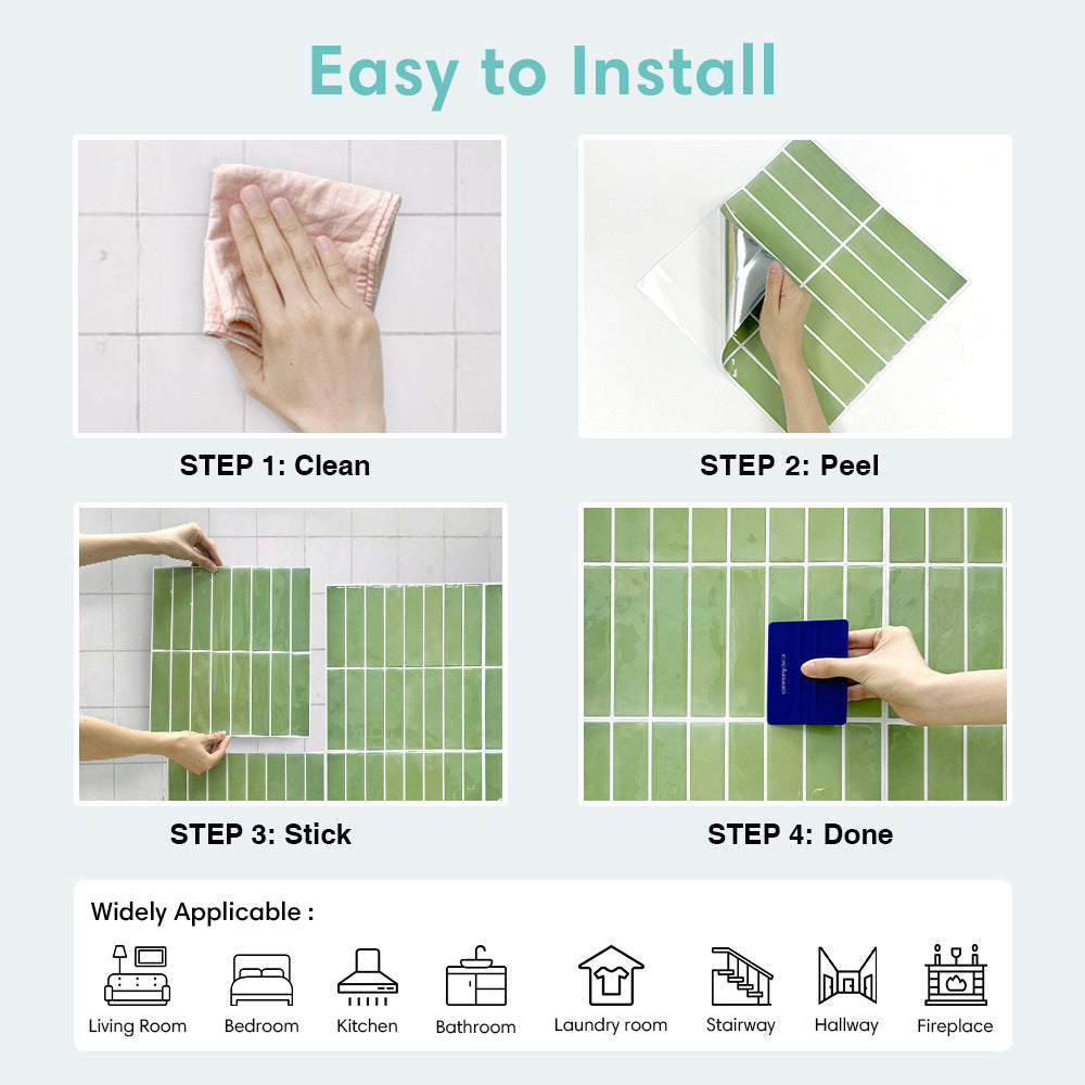 Sage Green Linear Peel and Stick Backsplash Tile
