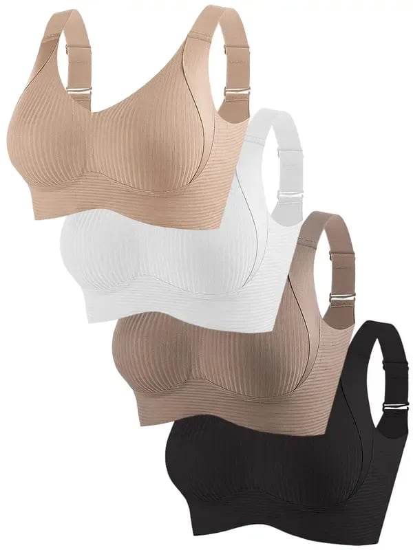 🔥Buy 1 Get 3 Packs - Women's Ribbed Push Up Adjustable Wireless Bra