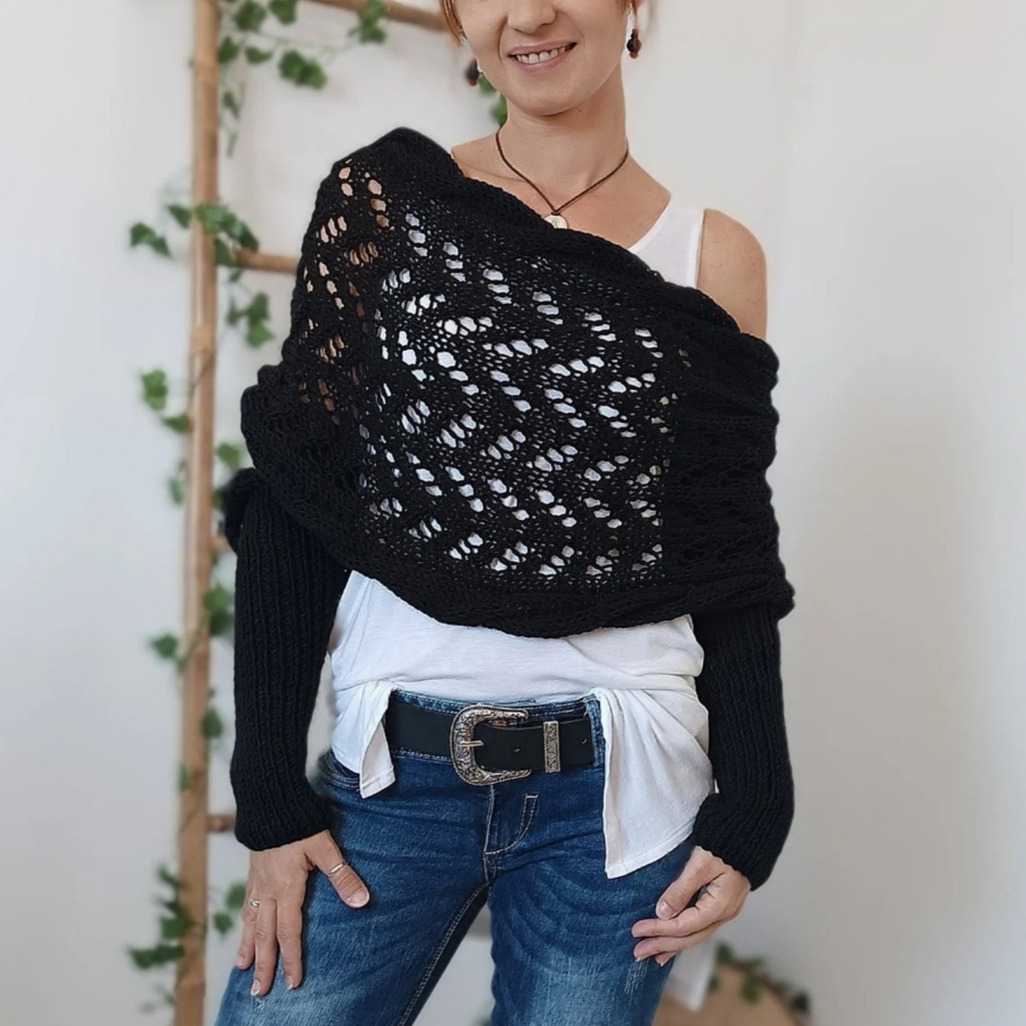 🏆Last Day 49% OFF⚡Scarf With Sleeves, Knitted Cable Wrap