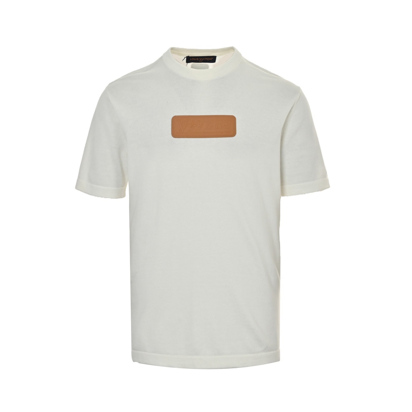 Louis Vuitton 25ss knitted short-sleeved shirt with leather patch on the chest