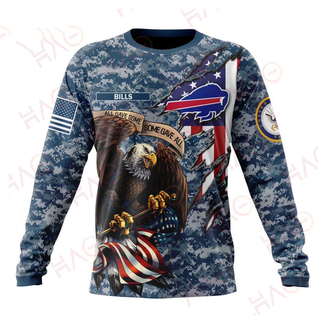 BUFFALO BILLS 3D HOODIE US NAVY VETERANS