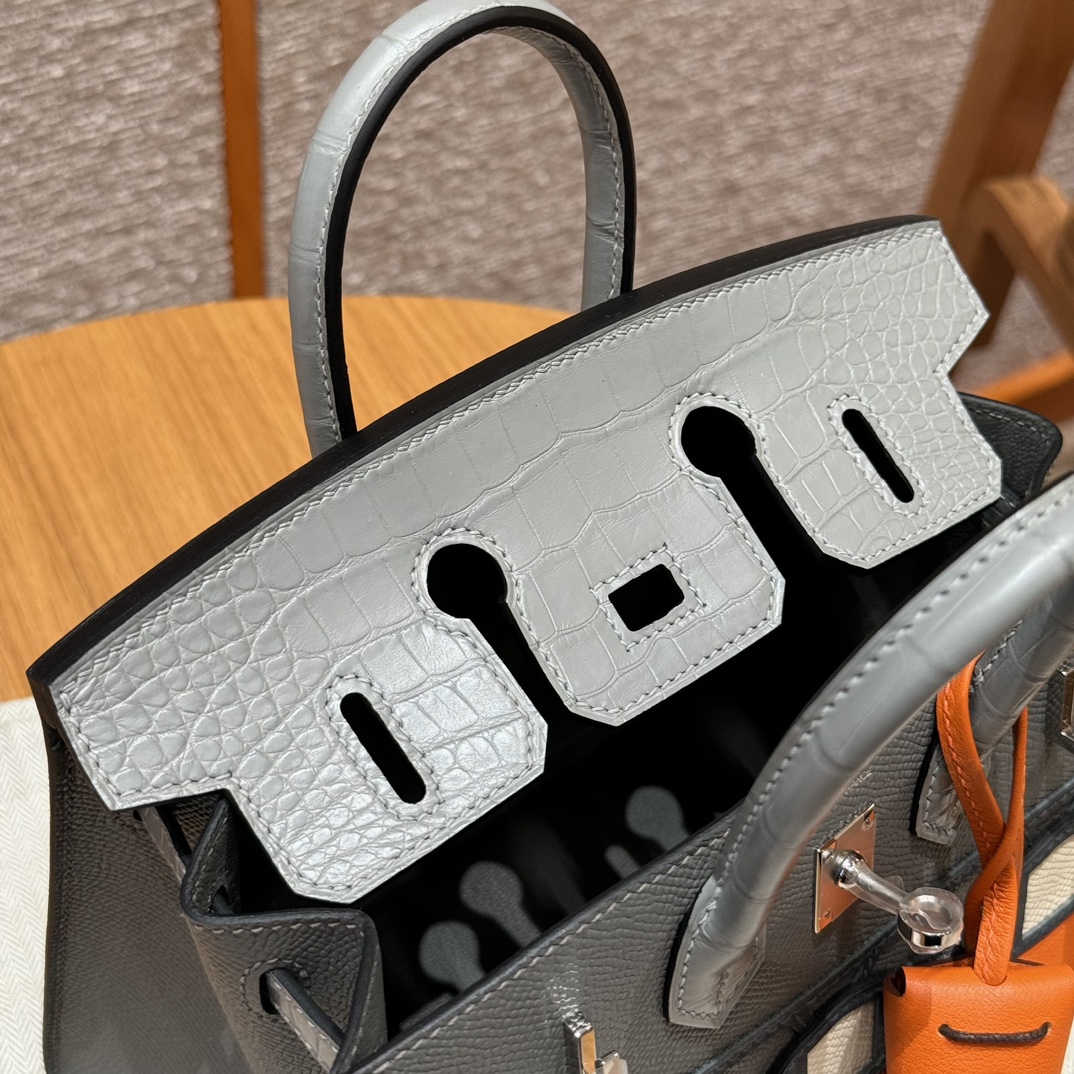 Hermes Birkin Faubourg Touch 0LGirs Meyer and 0VGirs Ciment (Handmade to order)