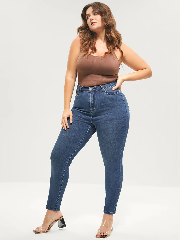 Skinny Extremely Stretchy High Rise Medium Wash Sculpt Waist Jeans