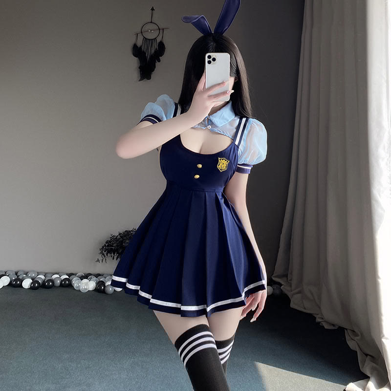 Cosplay Bunny Officer Uniform Hollow Lingerie Set