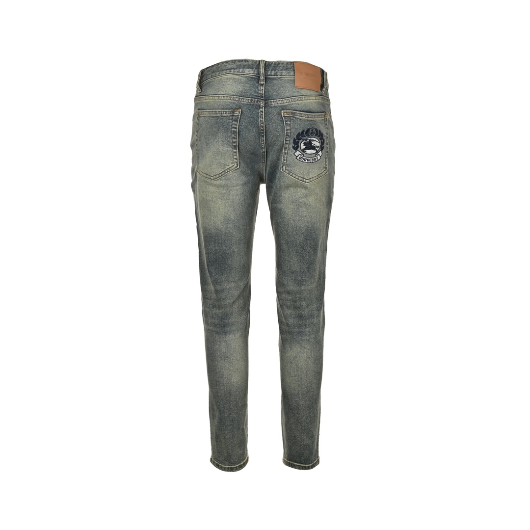 Burberry 24Fw jeans with wheat ears and horse embroidery on the back pockets