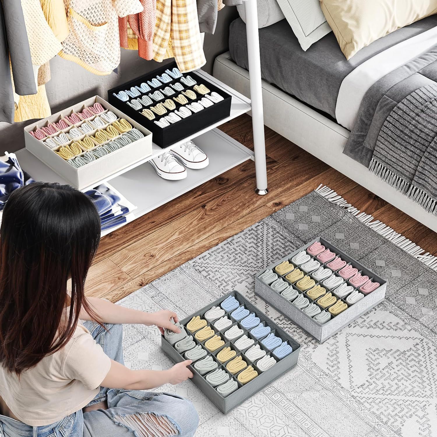 🧦👙Foldable Deluxe Sock and Underwear Organizer