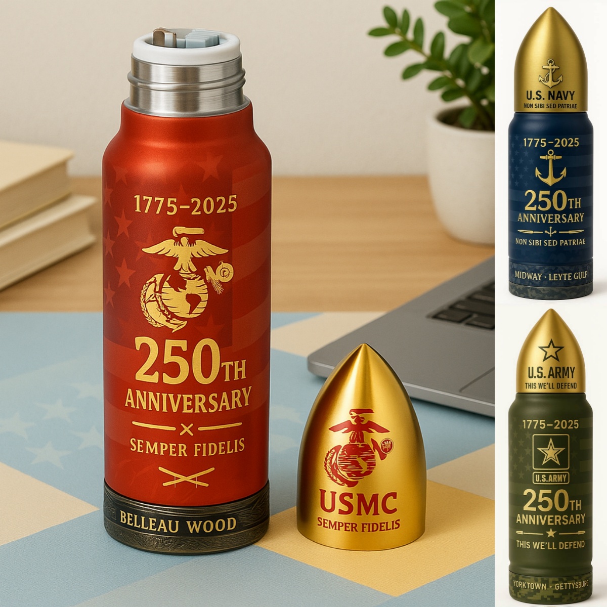 U.S. Military 250th Anniversary Bullet Thermos Bottle