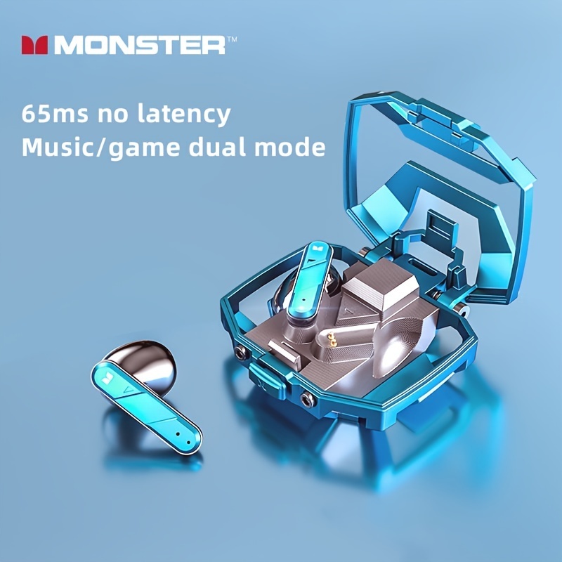 Monster XKT09 TWS Wireless Headphones High Quality Ultra Long Standby,Built-in Mic, Touch Control, USB Charging Case,  Long Hr Battery Earphones, Waterproof For Sport